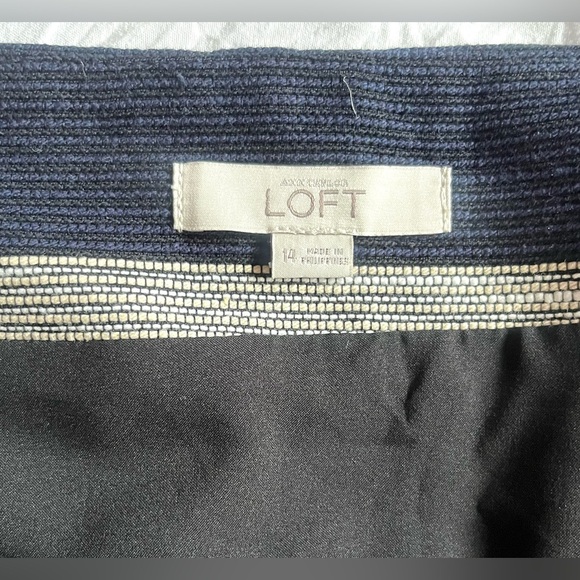 Ann Taylor LOFT Striped Navy Blue and Gray Women's Skirt Size 14 - Picture 4 of 12